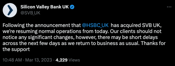 HSBC acquires Sillicon Valley Bank UK for £1